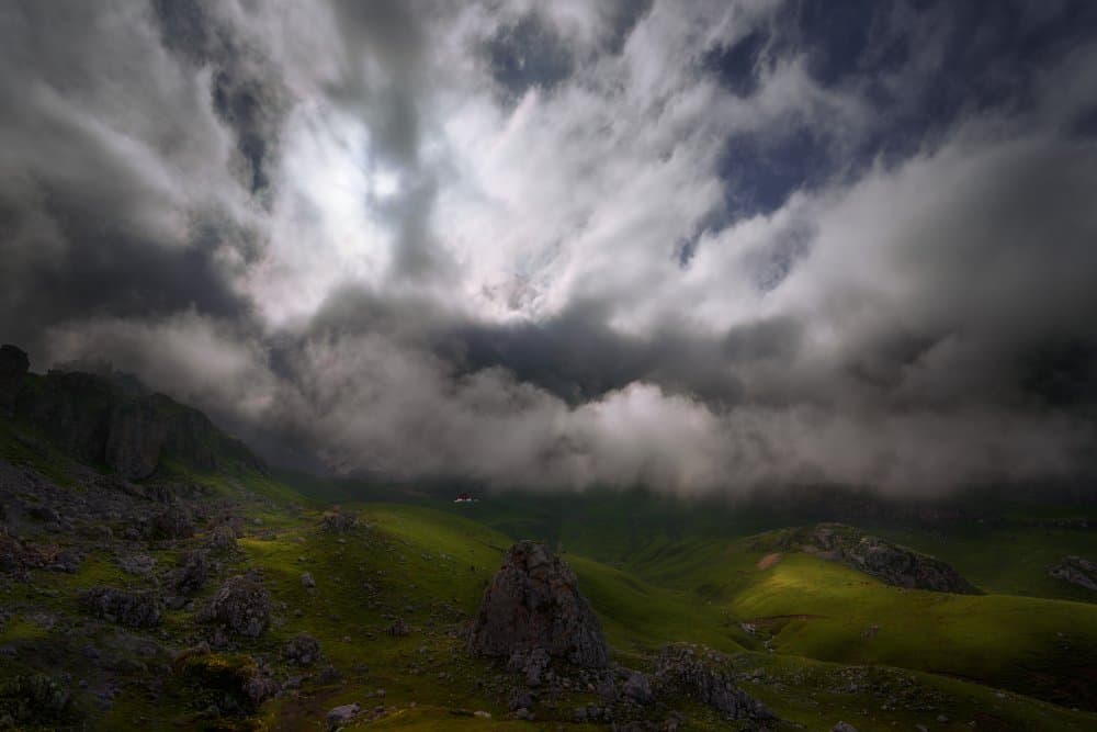 Light Through Stormy Clouds by joanaduenas — canvas wall art