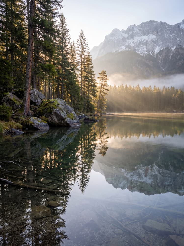 Golden Light Mountain Lake by Andreas Magnusson — canvas wall art