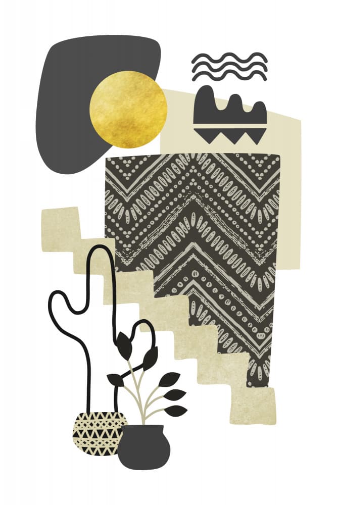 Golden Sun Cactus Steps by amini54 — canvas wall art