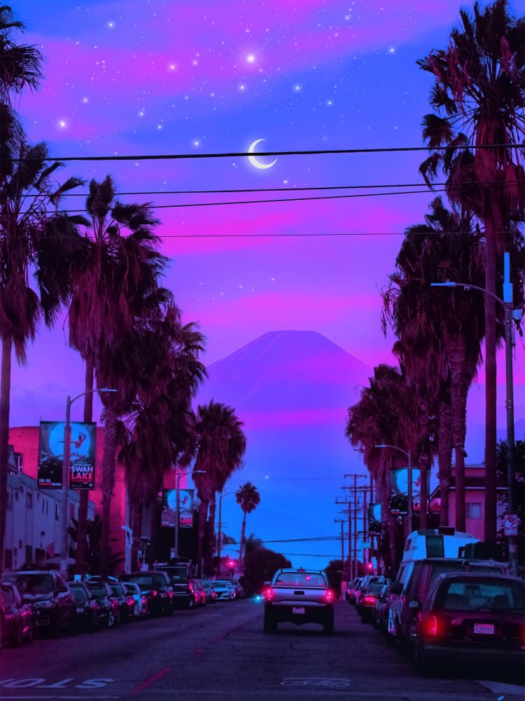 Vaporwave Night Street by Ritvik takkar — canvas wall art