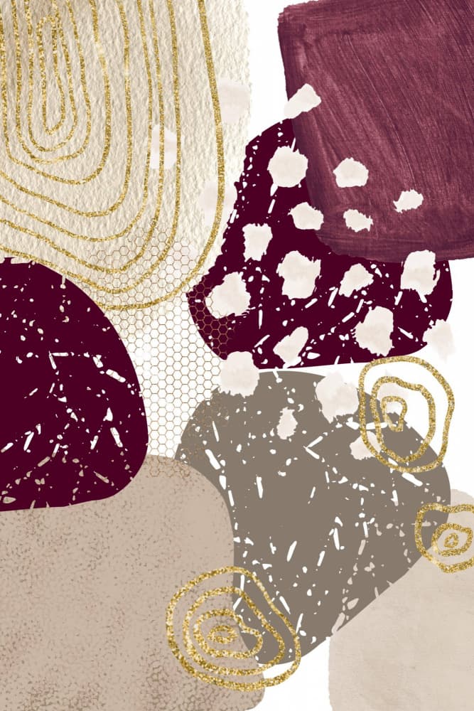 Golden Abstract Shapes by Sally Ann Moss — canvas wall art