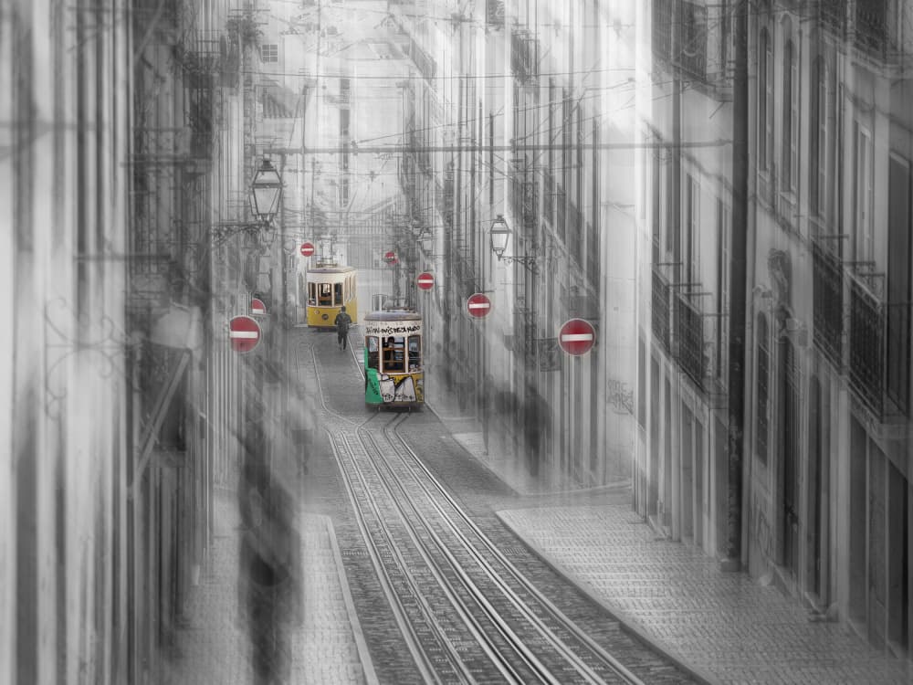 Vintage City Trams by Dieter Reichelt — canvas wall art