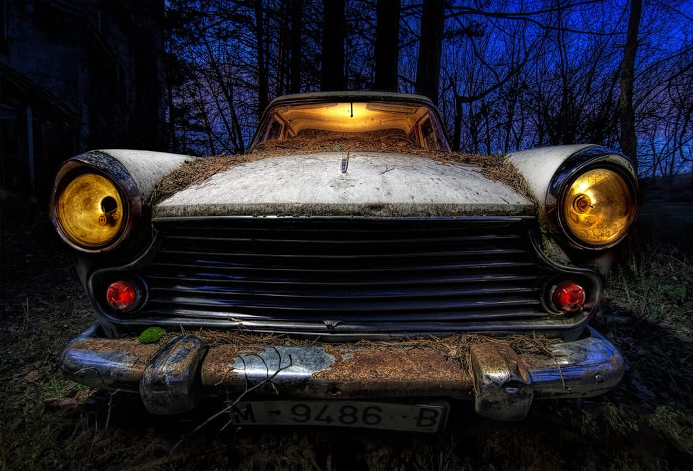 Eerie Car Blue Night by Alfonso Novillo — canvas wall art