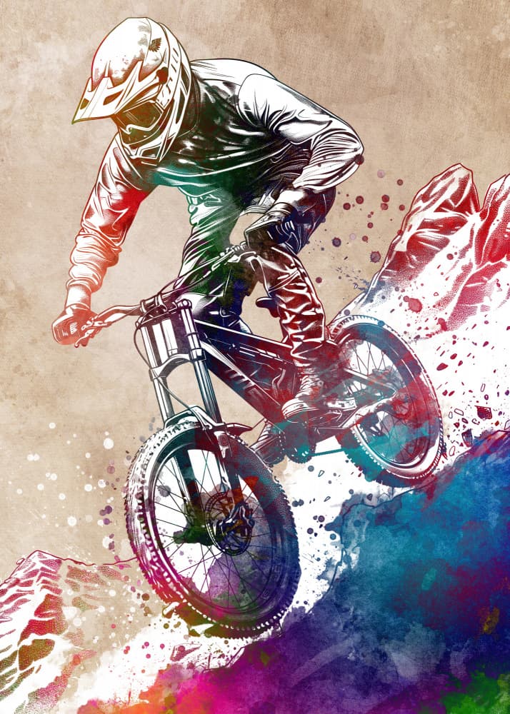 Vibrant Mountain Biker by Justyna Jaszke — canvas wall art