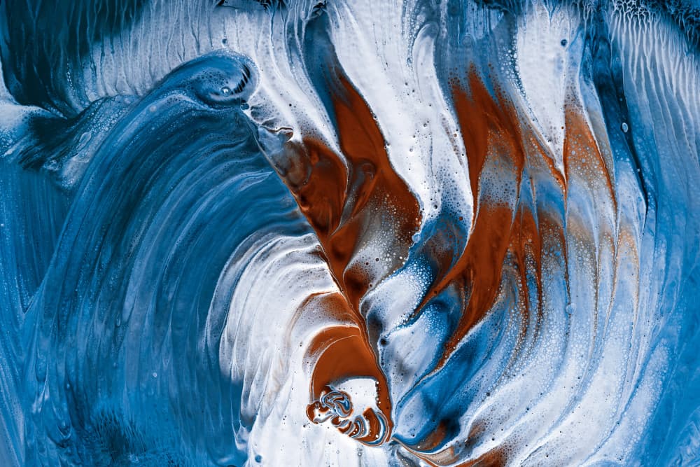 Blue Rust Fluid Swirls by Heidi Westum — canvas wall art