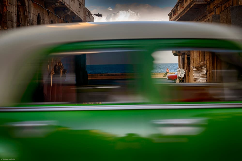 Havana Green Car Motion by Bogdan Negoita — canvas wall art