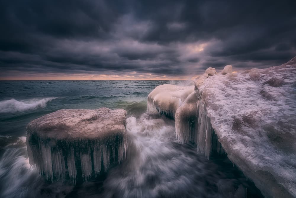 Stormy Icy Coast by Ben.C.L — canvas wall art