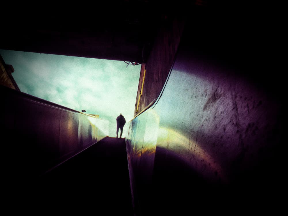 Solitary Urban Ascent by Mirela Momanu — canvas wall art
