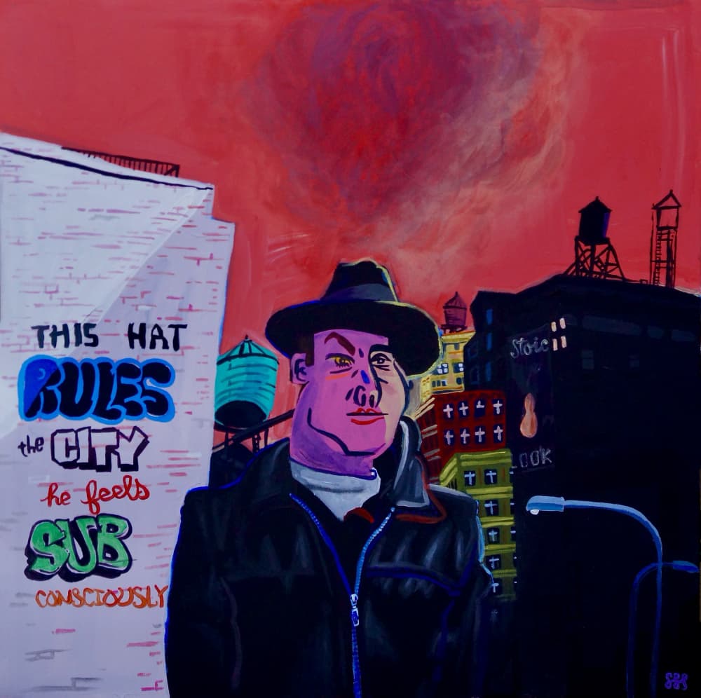 Red Sky City Man by Steve Spencer — canvas wall art