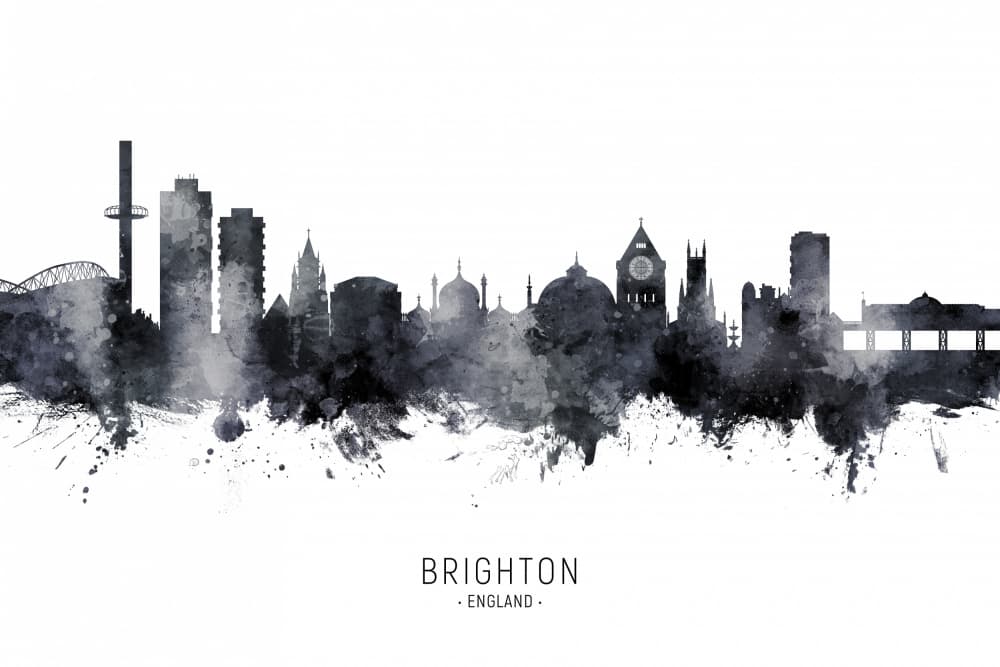Watercolor Brighton Skyline by Michael Tompsett — canvas wall art