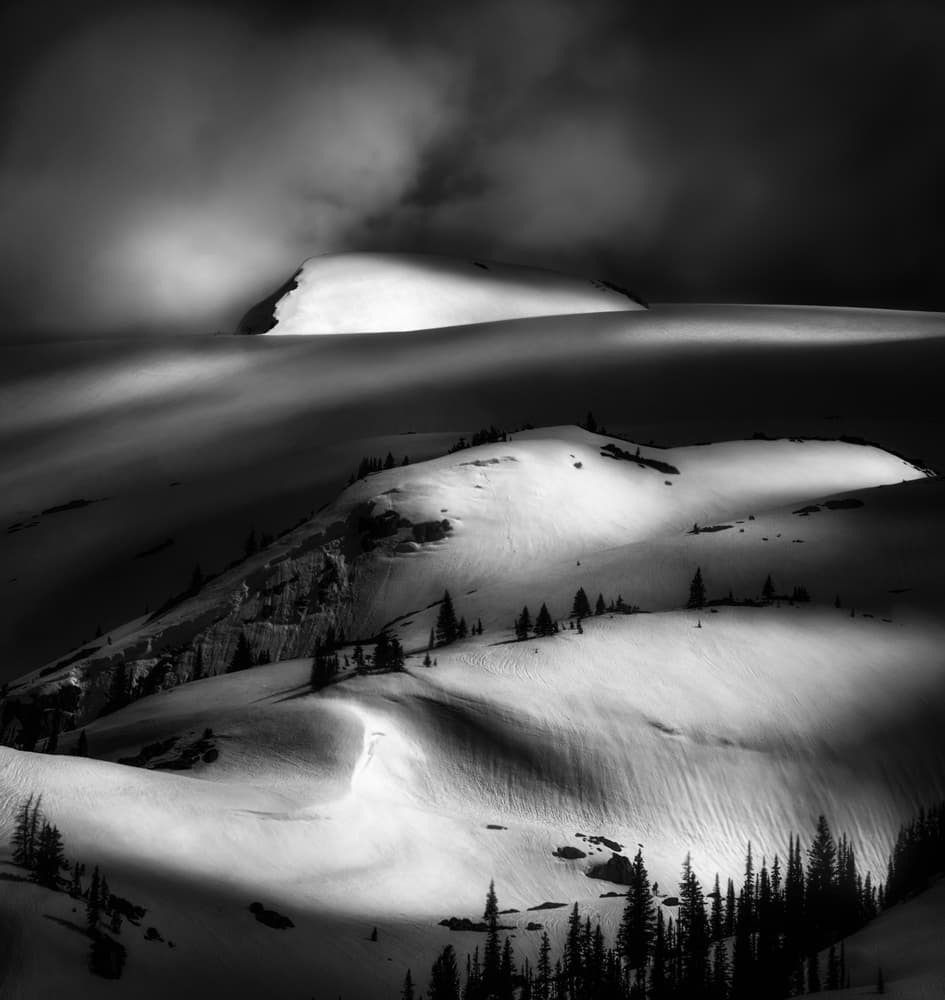 Dramatic Mountain Snow by Susan Breau — canvas wall art
