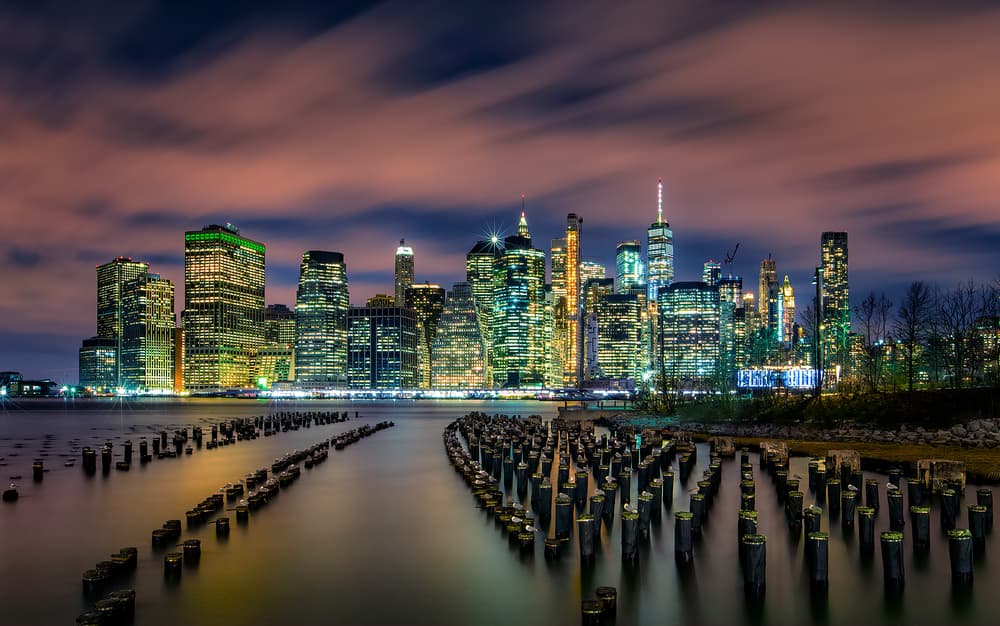 New York City Nightscape by Hua Zhu — canvas wall art