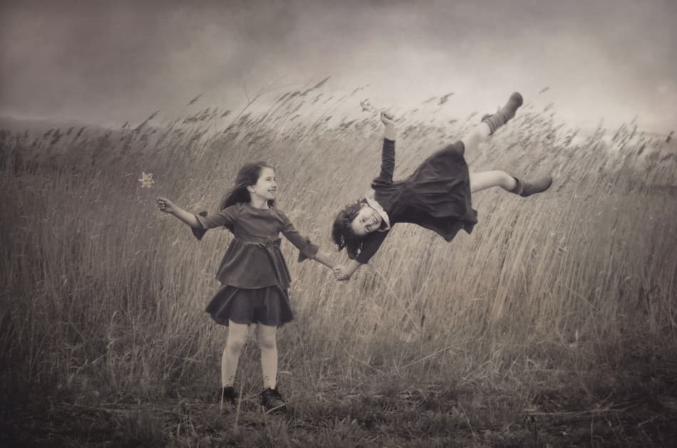 Whimsical Flying Girls by Svetlana Bekyarova — canvas wall art