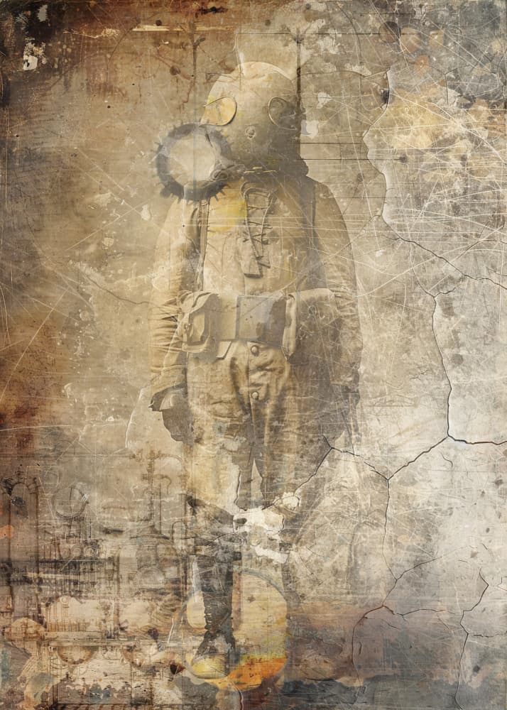 Vintage Gas Mask Soldier by Rafal Kulik — canvas wall art