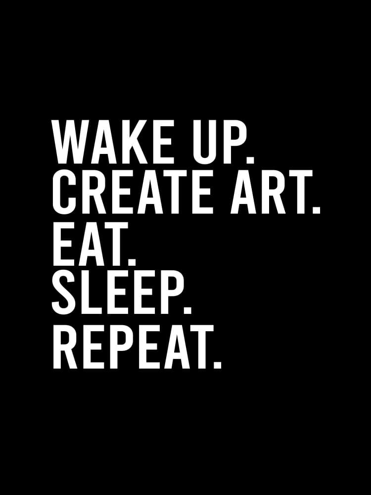 Wake Create Eat Sleep Repeat by Happie Eagle — canvas wall art