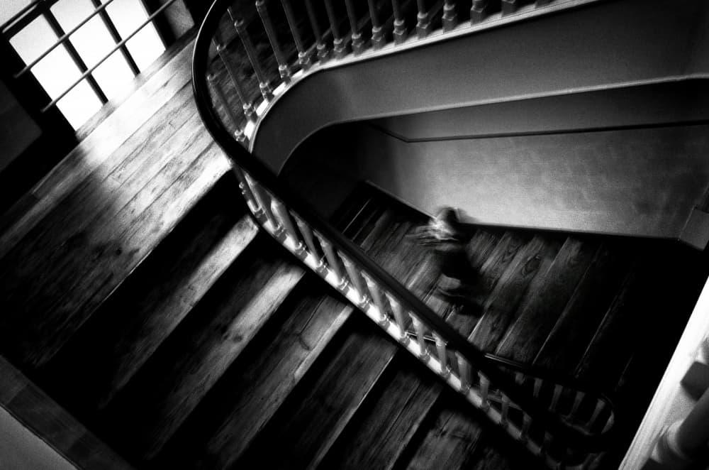 Moody Spiral Staircase by Jorge Pimenta — canvas wall art