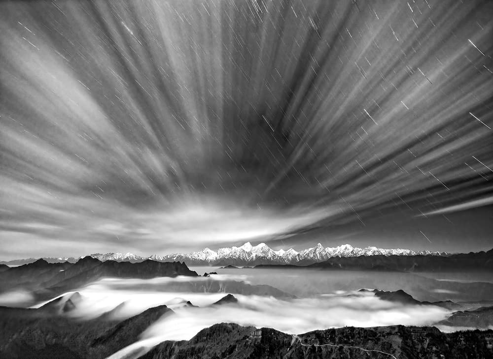 Majestic Mountain Star Trails by Hua Zhu — canvas wall art