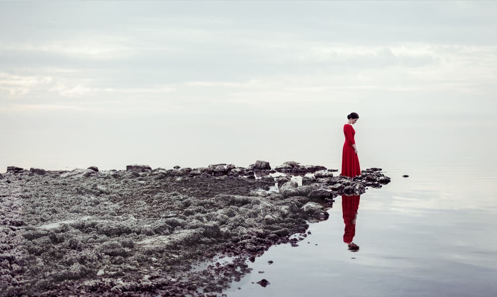 Woman in Red Reflection by Dorota Gorecka — canvas wall art