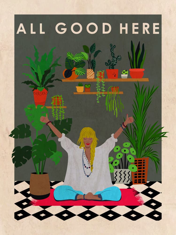All Good Here Meditating by WallChart Art Studio — canvas wall art
