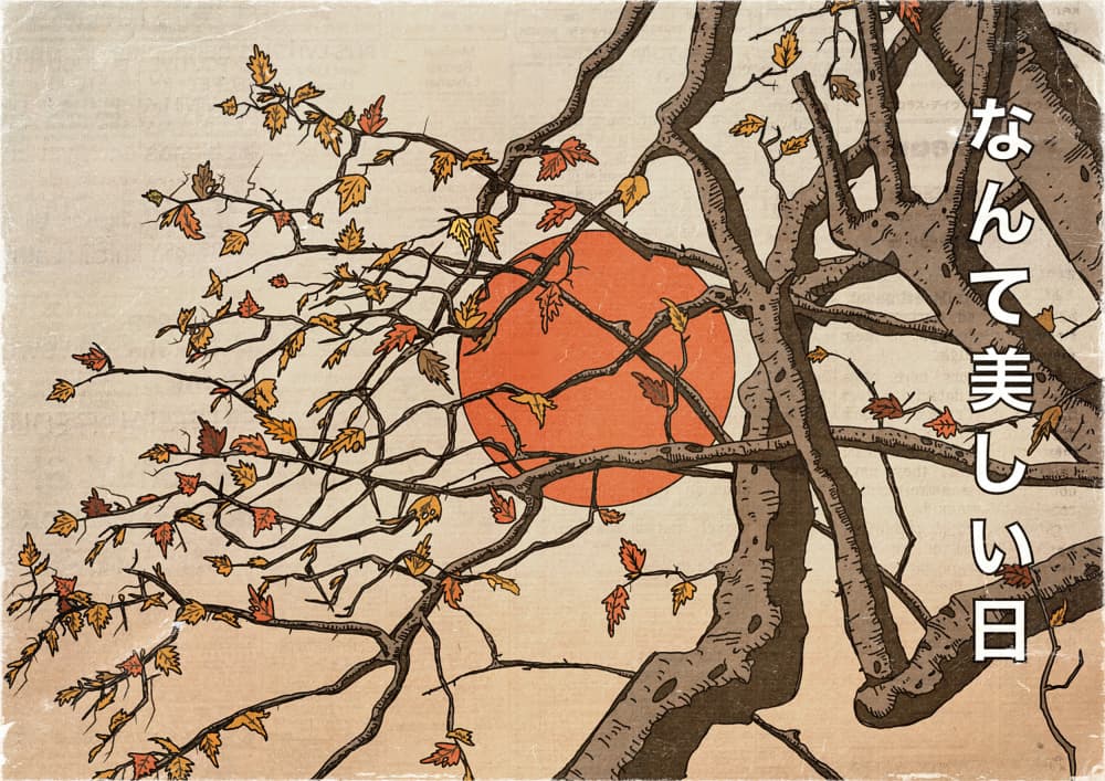 Japanese Autumn Sunset by Nicholas — canvas wall art