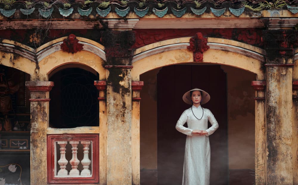 Elegant Ao Dai Archway by Vu Thien Vu — canvas wall art