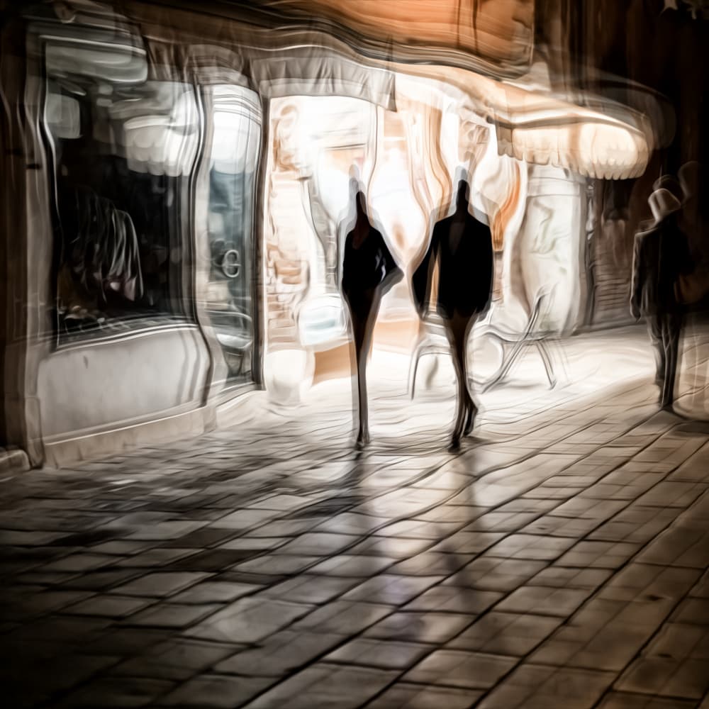 Elegant Evening Stroll by Roswitha Schleicher-Schwarz — canvas wall art