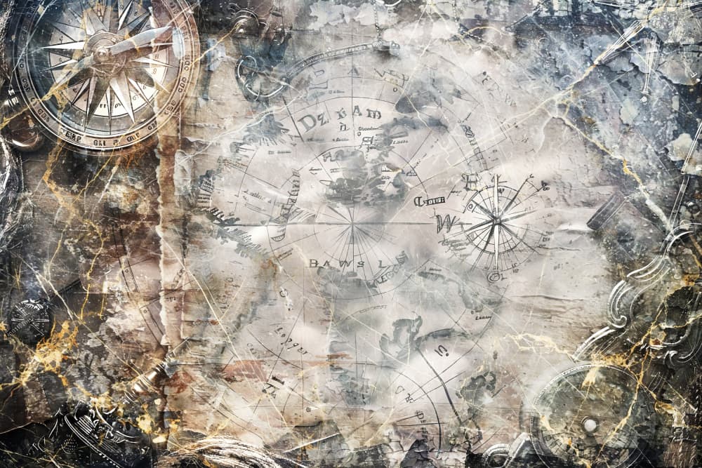 Vintage Map Compass Rose by Rafal Kulik — canvas wall art