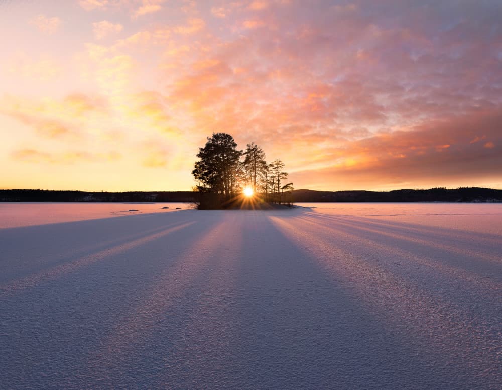 Frozen Lake Sunset Glow by Christian Lindsten — canvas wall art