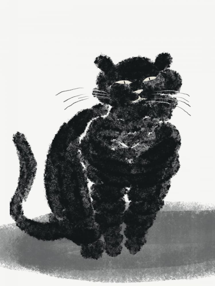 Whimsical Black Cat by Little Dean — canvas wall art