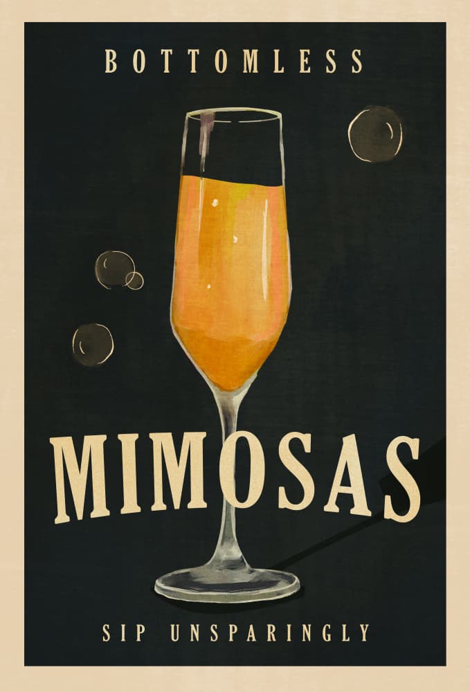 Bottomless Mimosas Art Deco Cocktail Bar Art by The Whiskey Ginger — canvas wall art