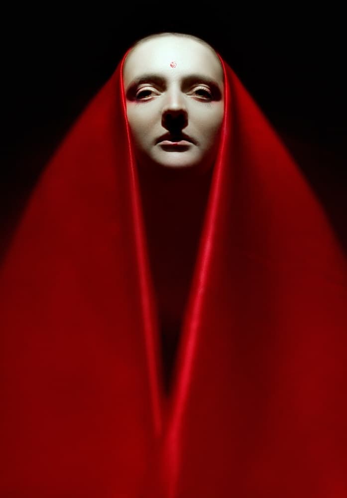 Mystical Red Portrait by Angelina Goncharova — canvas wall art