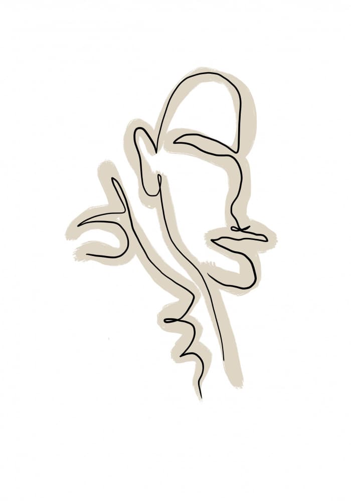 Elegant One Line Face by Veronika Boulová — canvas wall art