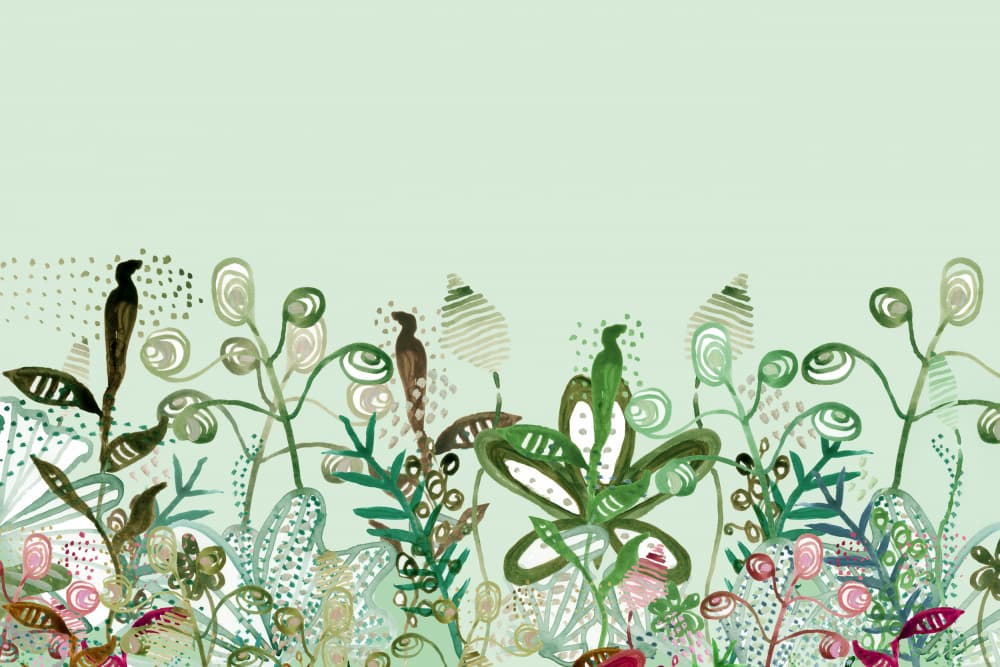 Whimsical Botanical Greens by cartissi — canvas wall art