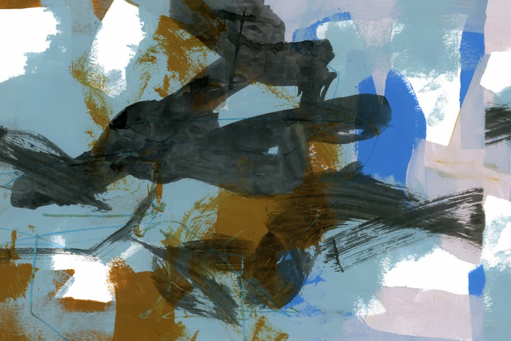 Golden Blue Abstract Layers by cartissi — canvas wall art