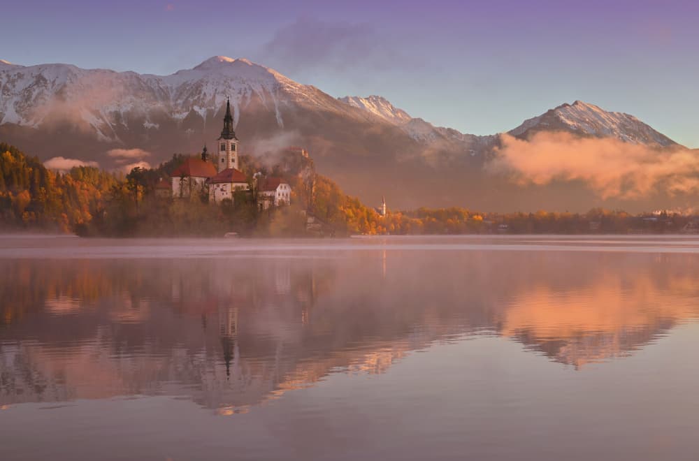 Lake Bled Misty Morning by Drago Vogrinec — canvas wall art