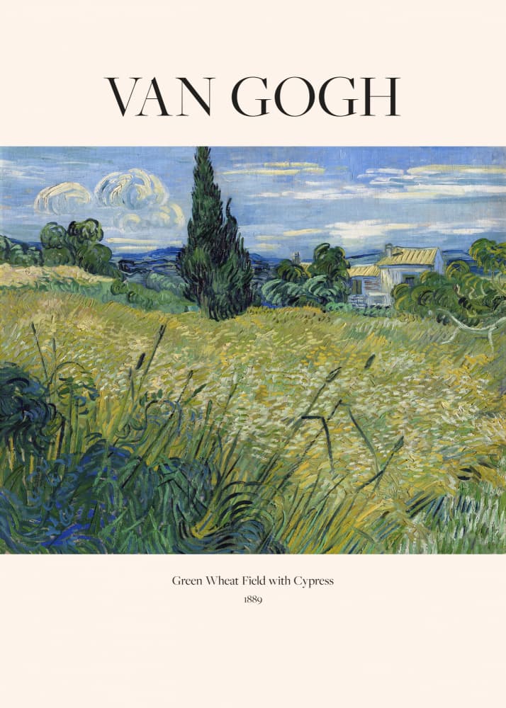 Green Wheat Field With Cypress (1889) Van Gogh by Vincent Van Gogh — canvas wall art