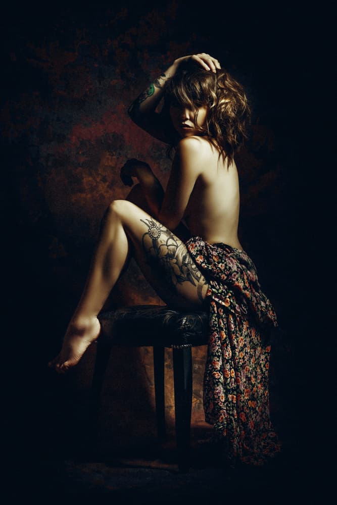 Mysterious Tattooed Woman by Ruslan Bolgov — canvas wall art