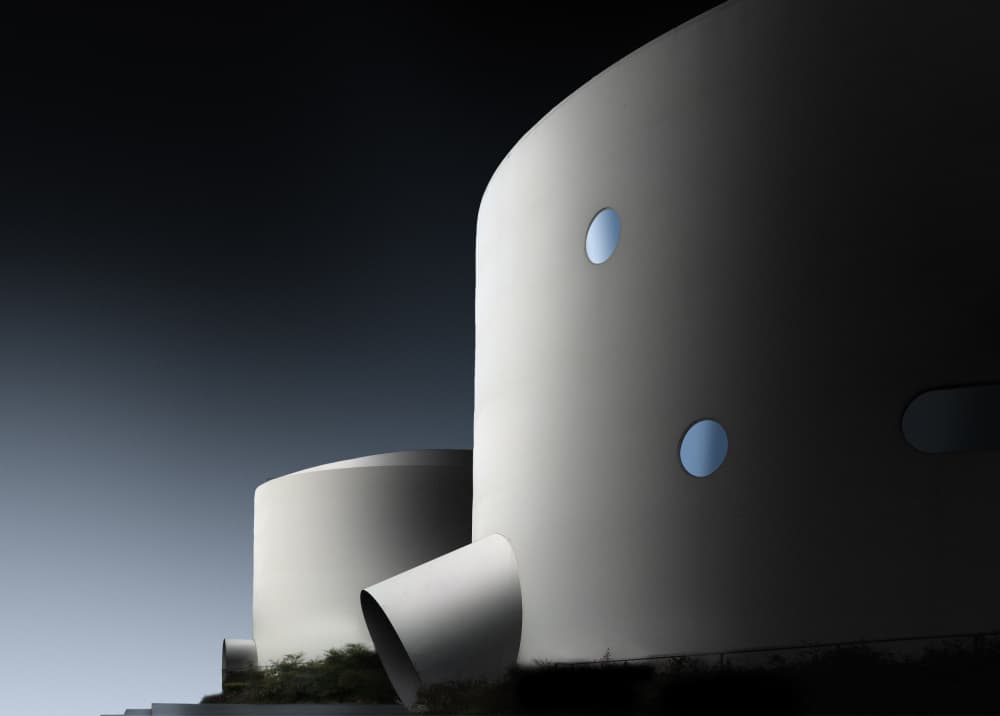 Sleek Architectural Curves by Yujie Zhang — canvas wall art