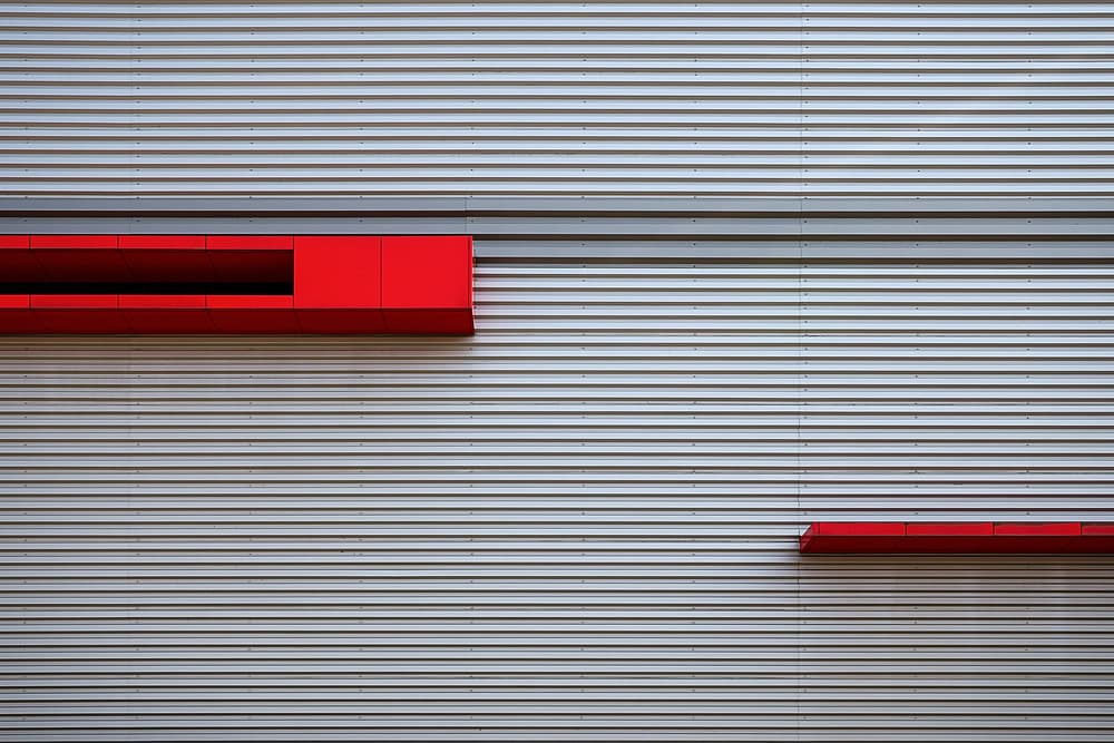 Red Geometric Wall Lines by Karol Važan — canvas wall art