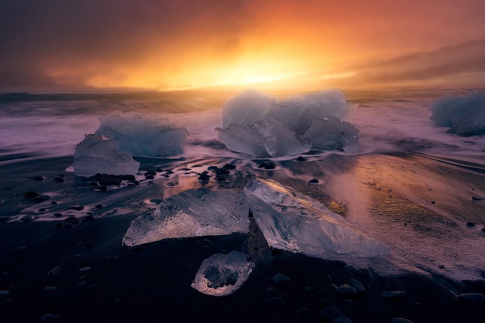 Glacial Ice Sunset by Iván Ferrero — canvas wall art