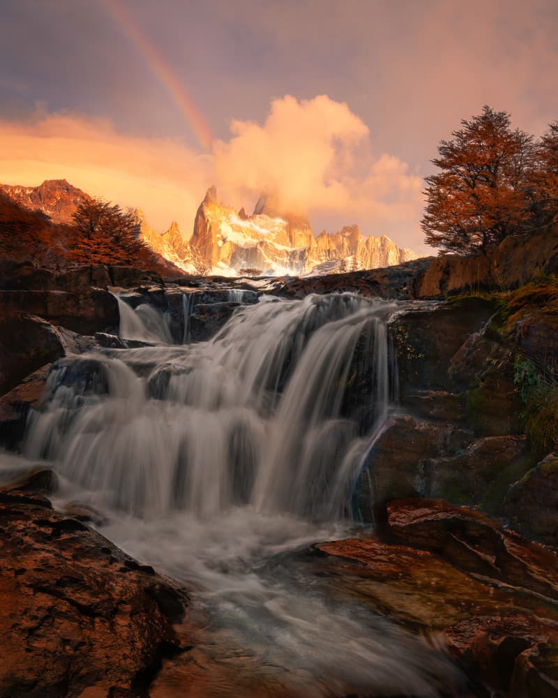 Autumn Waterfall Rainbow by Leah Xu — canvas wall art