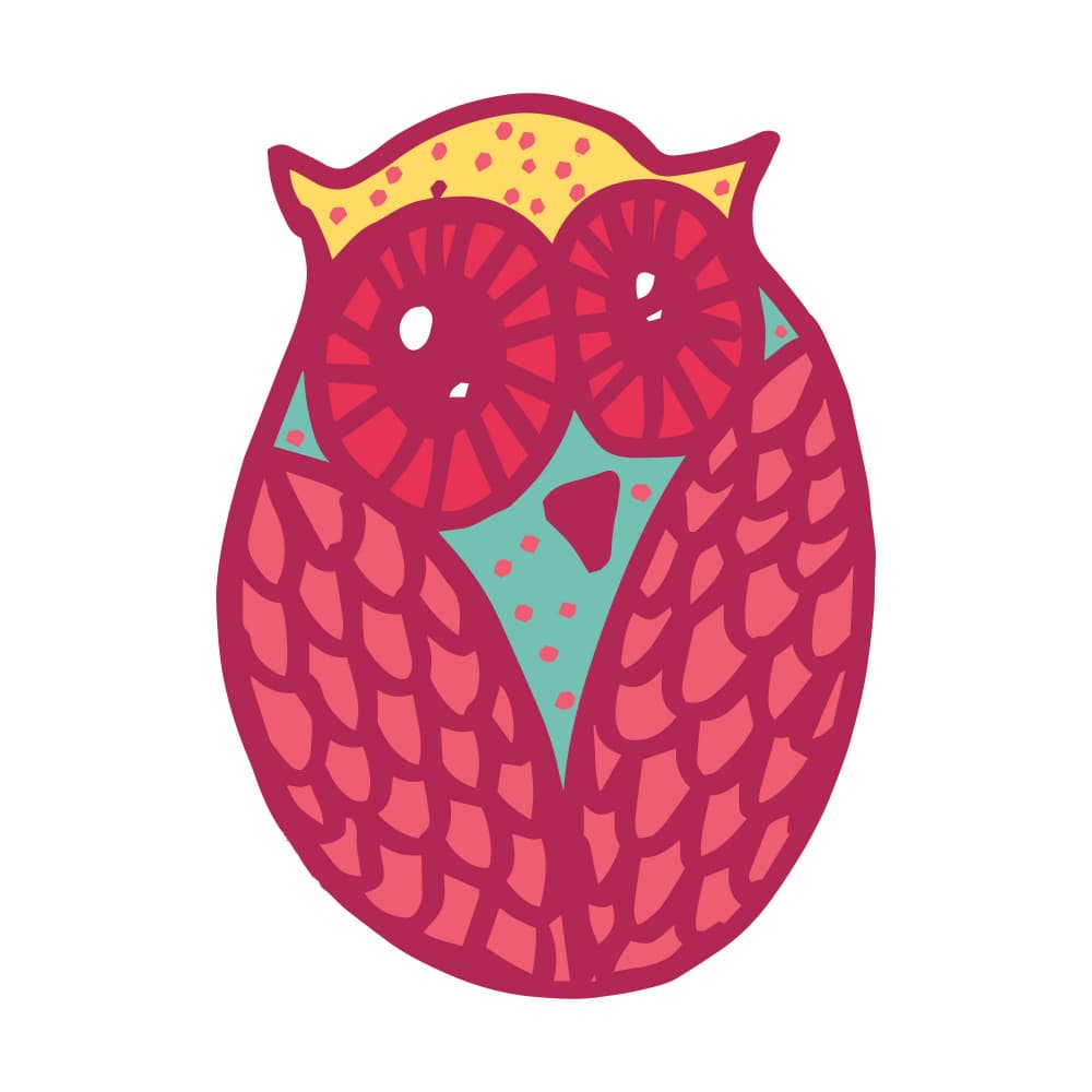 Colorful Whimsical Owl by Marika Barsrsind — canvas wall art