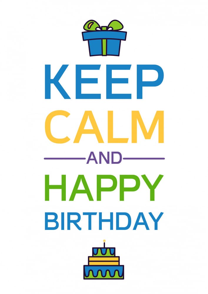 Keep Calm Birthday Message by Marika Barsrsind — canvas wall art