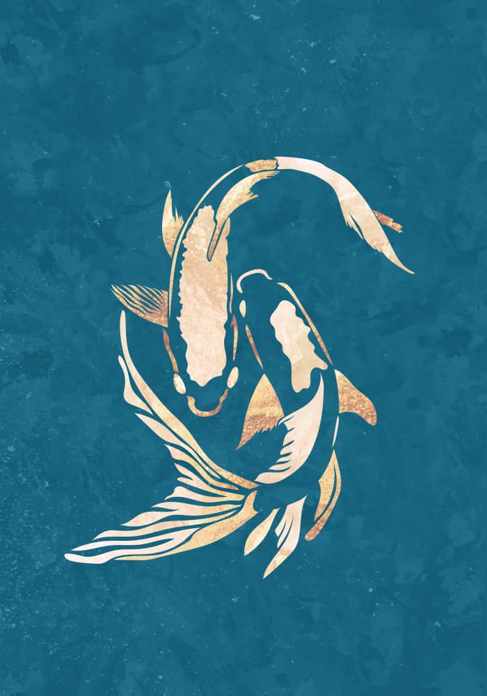 Dancing Golden Koi by Sarah Manovski — canvas wall art
