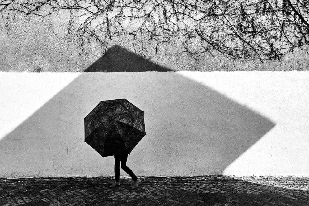 Urban Umbrella Shadows by Panfil Pirvulescu — canvas wall art