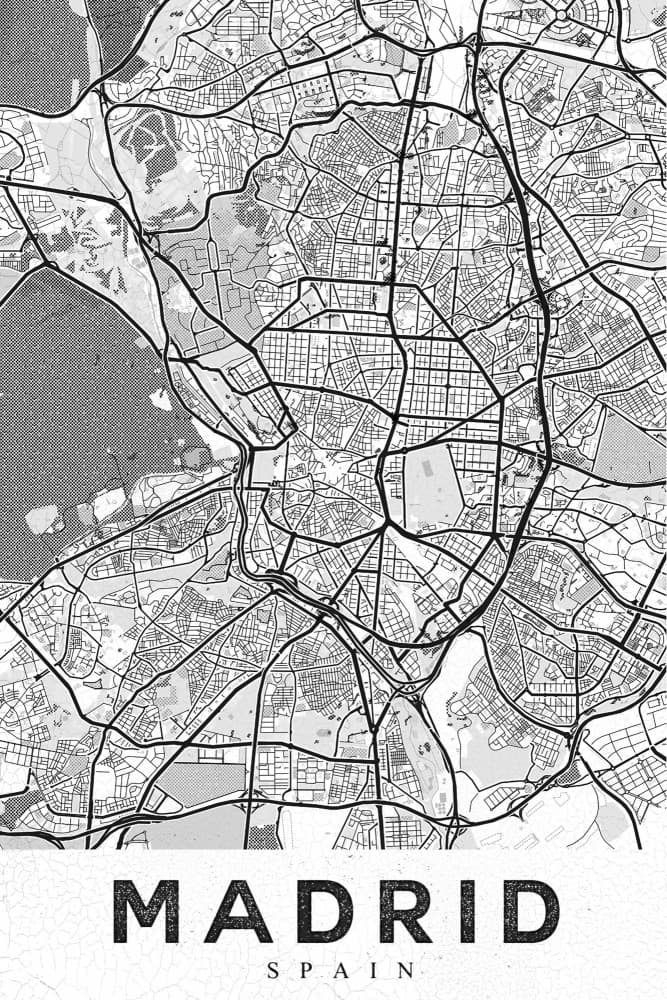 Madrid Spain City Map by StudioSix — canvas wall art