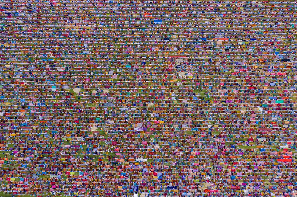 Vibrant Sea of Worshippers by Azim Khan Ronnie — canvas wall art