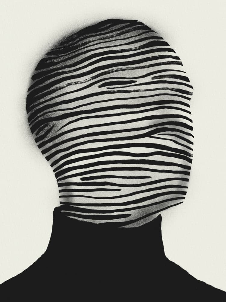 Abstract Striped Face by Little Dean — canvas wall art