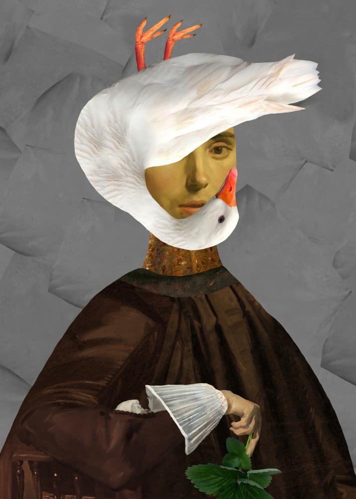 Surreal Goose Portrait by Collage Malage — canvas wall art