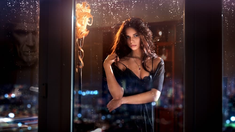 Mysterious Woman City Night by Sergey Parishkov — canvas wall art